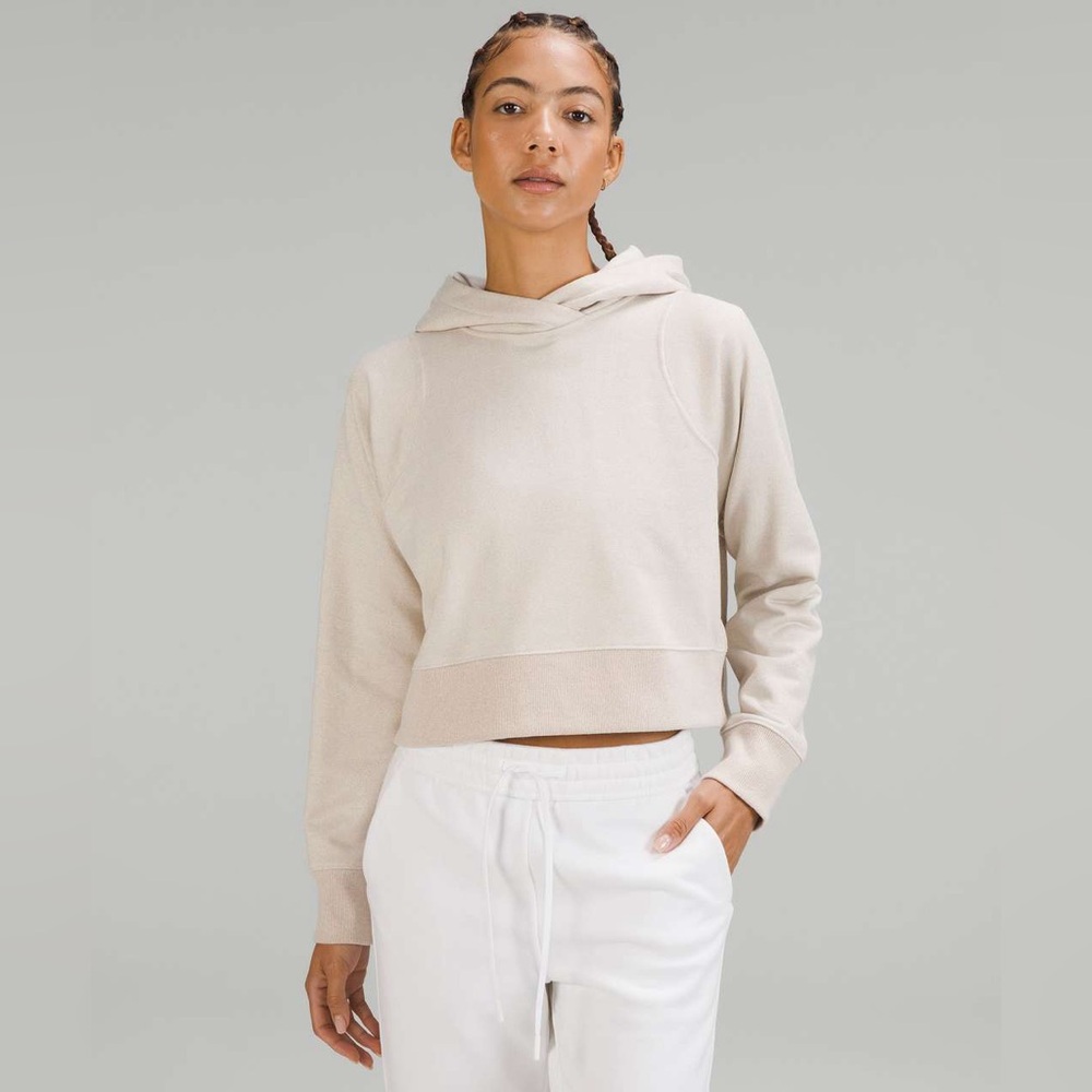 Lululemon Loungeful Hoodie Cropped Sweatshirt Sparkle Bone pullover A